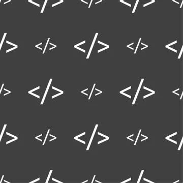 Code sign icon. Programming language symbol. Seamless pattern on a gray backg Stock Illustration
