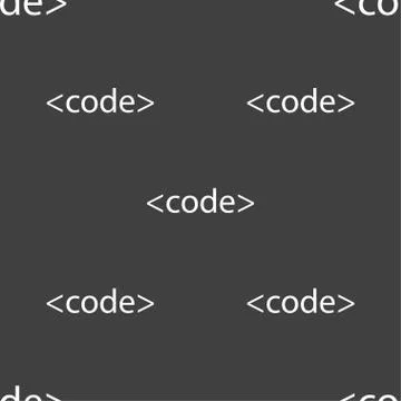 Code sign icon. Programming language symbol. Seamless pattern on a gray backg Stock Illustration