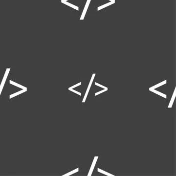 Code sign icon. Programming language symbol. Seamless pattern on a gray backg Stock Illustration
