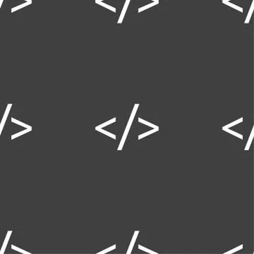 Code sign icon. Programming language symbol. Seamless pattern on a gray backg Stock Illustration