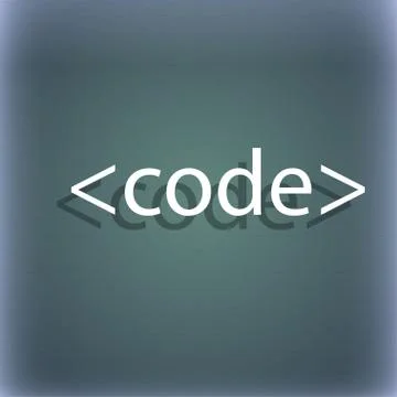 Code sign icon. Programming language symbol. On the blue-green abstract backgrou Stock Illustration