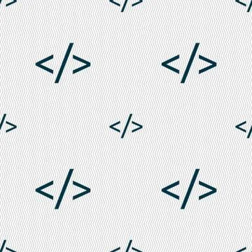 Code sign icon. Programming language symbol. Seamless abstract background with g Stock Illustration