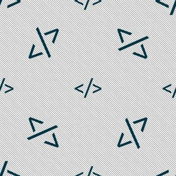 Code sign icon. Programming language symbol. Seamless pattern with geometric tex イラスト素材