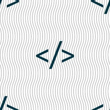 Code sign icon. Programming language symbol. Seamless pattern with geometric tex Stock Illustration