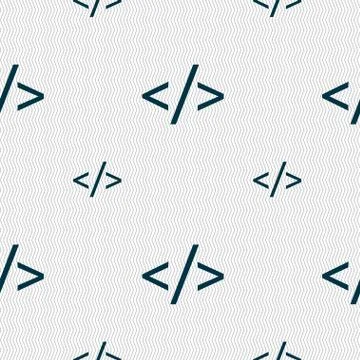 Code sign icon. Programming language symbol. Seamless pattern with geometric tex Stock Illustration