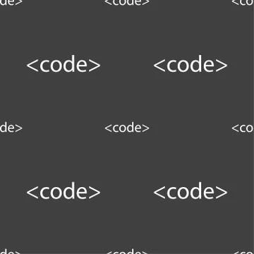 Code sign icon. Programming language symbol. Seamless pattern on a gray backgrou 스톡 일러스트