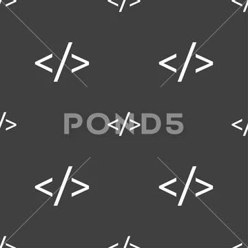Code sign icon. Programming language symbol. Seamless pattern on a gray ...