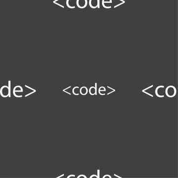 Code sign icon. Programming language symbol. Seamless pattern on a gray backgrou Stock Illustration