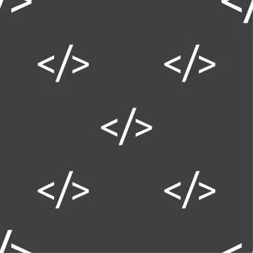 Code sign icon. Programming language symbol. Seamless pattern on a gray backgrou イラスト素材