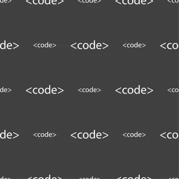Code sign icon. Programming language symbol. Seamless pattern on a gray backgrou イラスト素材