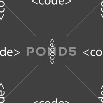 Code sign icon. Programming language symbol. Seamless pattern on a gray ...