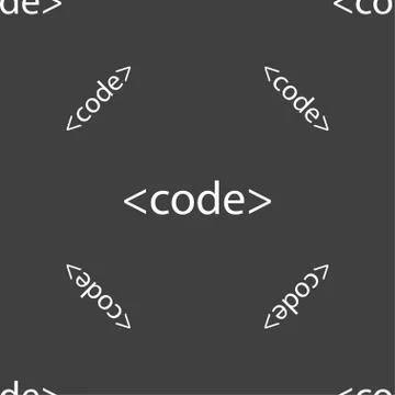 Code sign icon. Programming language symbol. Seamless pattern on a gray backgrou Stock Illustration