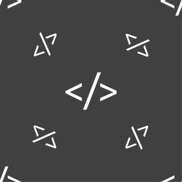 Code sign icon. Programming language symbol. Seamless pattern on a gray backgrou Stock Illustration
