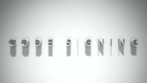 Code signing 3D title animation white text on a white background Stock Footage 299369564