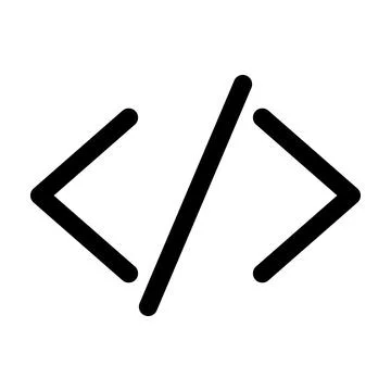 Code slash icon line isolated on white background. Black flat thin icon on .. Illustrazione stock