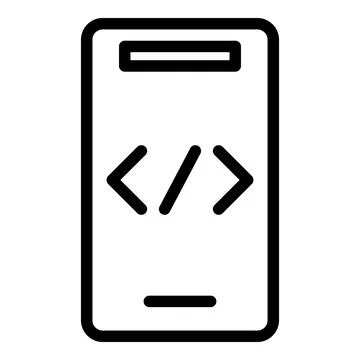 Code smartphone icon outline vector. Cms development Stock Illustration