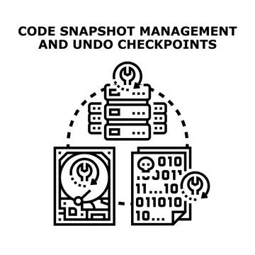 Code snapshot management and undo checkpoints concept Stock Illustration
