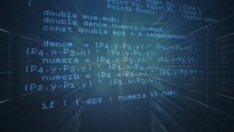 On code snippet animation, panels rotating through glowing grid tunnel, Stock Footage 313327851