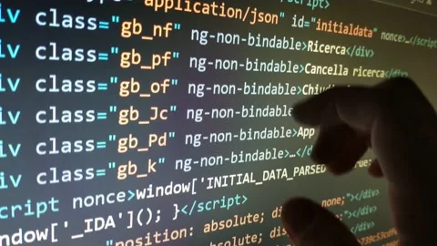 Code software developer. code programmer analysis software program on screen. Stock Footage 232672668