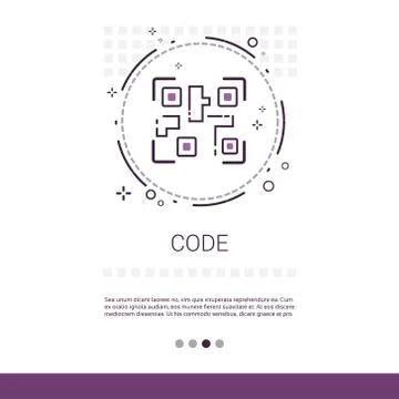 Code Software Development Computer Programming Device Technology Banner With Stock Illustration