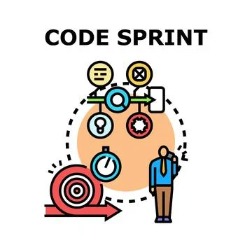 Code sprint concept depicting agile development process Illustration