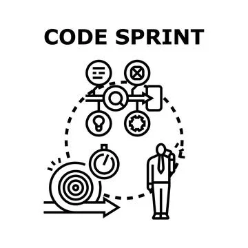 Code sprint concept depicting agile development process Stock Illustration
