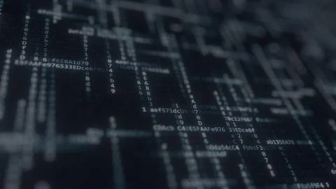 Code strings across computer screen. IT related 3D rendering Stock Illustration