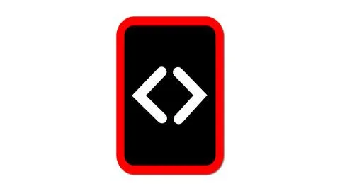 Code symbol in black rectangle with red border 库存插图