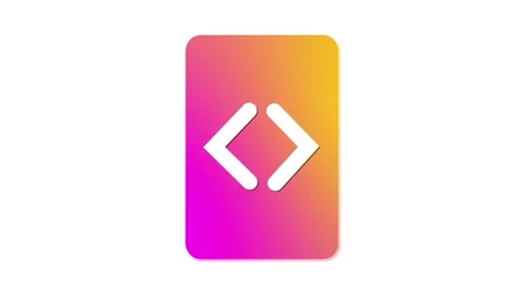 Code symbol in a gradient rectangle on white background. Stock Footage 280285634