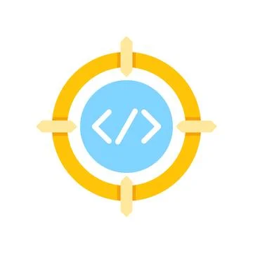 Code symbol inside a target showing programming focus Stockillustratie