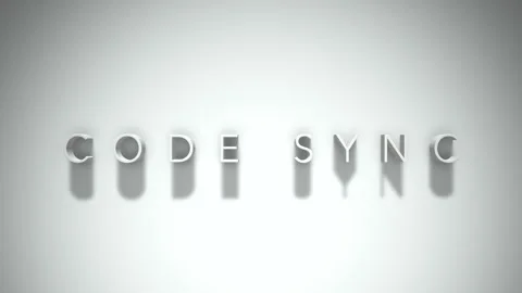 Code sync 3D title animation with shadows on a white background Stock Footage 297515576
