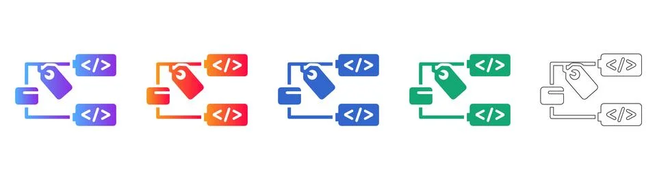Code Tag and Credit Card Connection Icon Ilustración de archivo