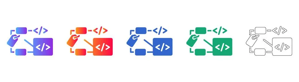 Code Tag and Data Flow Integration Icon Stock Illustration