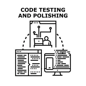 Code testing and polishing software development process Stockillustratie