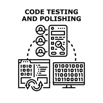Code testing and polishing vector concept illustration Illustrazione stock