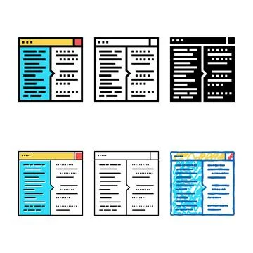 Code testing color styleset icon vector Illustrazione stock