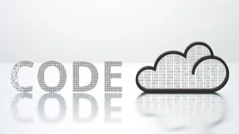 CODE text and backlit cloud icon, modern technology concept Stock Photos