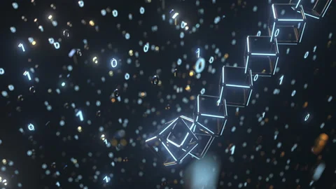 CODE text and chain with binary numbers. Programming concept, 3D animation Stock Footage 157369940