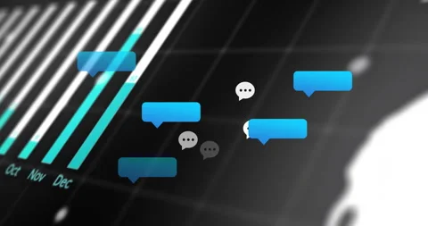 On code text appearing dashboard animating bars, bubbles clustering over pie Stock Footage 315537274