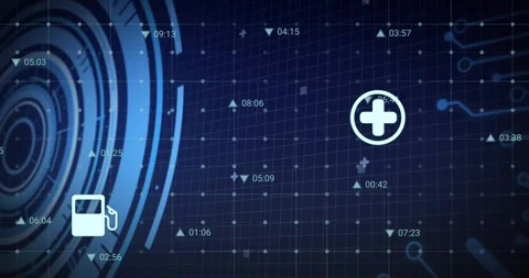 Code text fading in, left HUD rotating initiating icons appearing, gliding Stock Footage 328495681