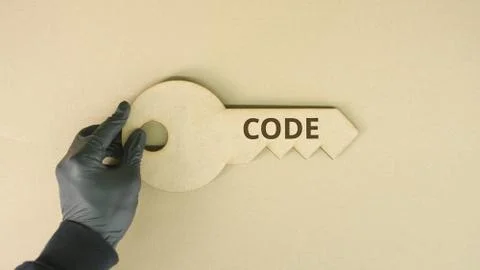CODE text on the key icon 스톡 사진