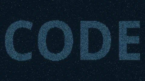 CODE text made with many symbols on computer screen, 3d rendering Stock Illustration