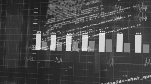 Code text opening, camera pulling back while bars sliding and updating 160-190, Stock Footage 329785170