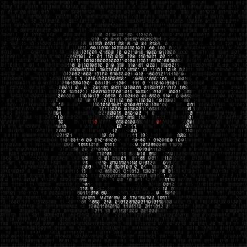 Code texture skull Illustrazione stock