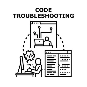 Code troubleshooting process in software development Illustrazione stock