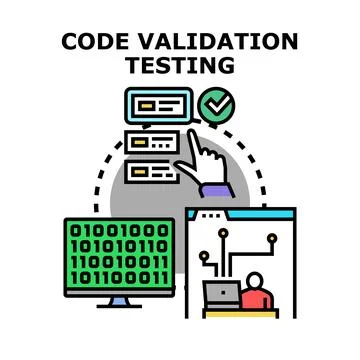 Code validation and software testing concept illustration Ilustração Stock