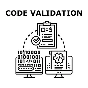 Code validation process for software development quality control Stock Illustration