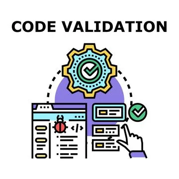 Code validation process for software development quality assurance Stockillustratie