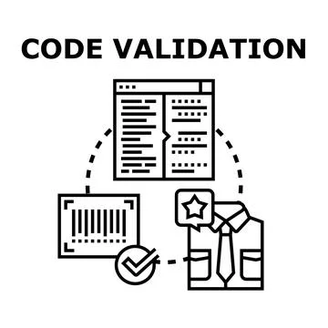 Code validation process verification and quality assurance concept 库存插图