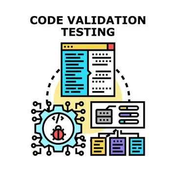 Code validation testing process for software development Stock Illustration